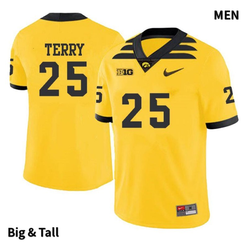 Men's Iowa Hawkeyes NCAA #25 Jackson Terry Yellow Authentic Nike Big & Tall Alumni Stitched College Football Jersey QK34W50LK